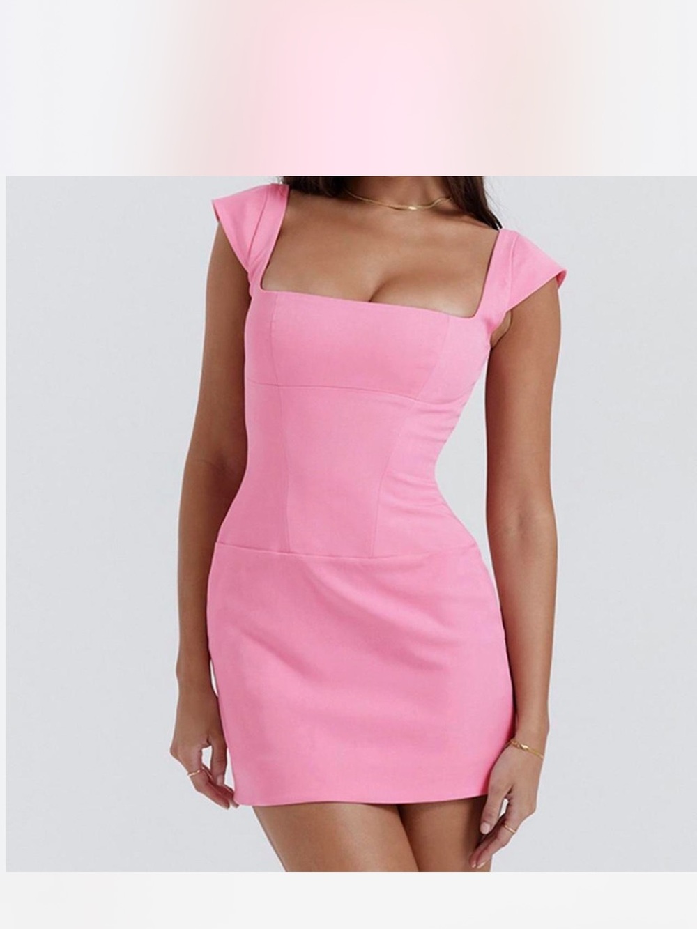 House of CB Pink Square Neck Mini Dress